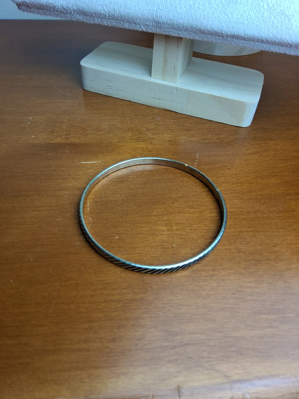 Sterling-Look Twisted Metal Bangle Bracelet in Silver